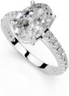 1-5 Carat 14K 18K Gold Platinum Classic 4 Prong Pave Oval Shape Lab Grown Diamond Ring, Engagement, Anniversary, Wedding, IGI Certified, Promise Rings for Women (1-5 Ct, F-G Color, VS1-VS2 Clarity)