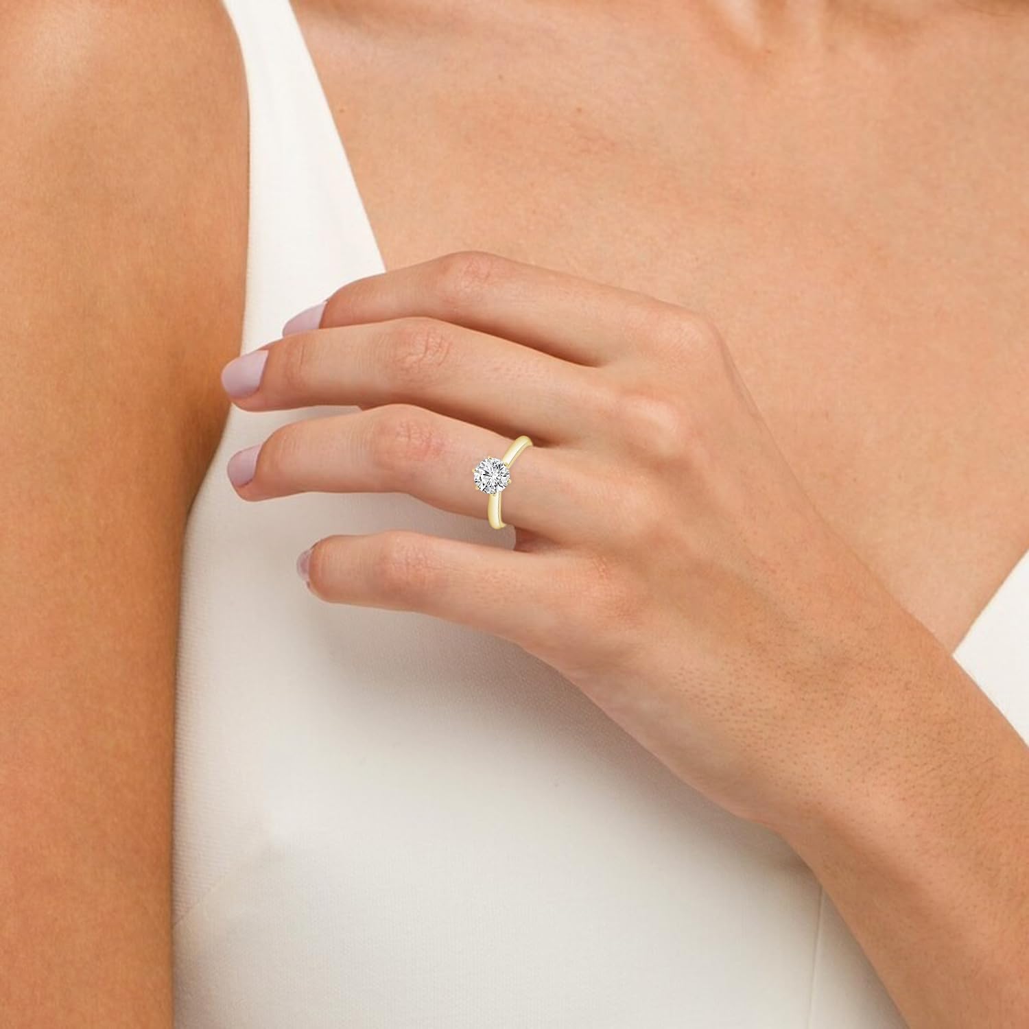 1-2 Carat Round Cut Natural Diamond Solitaire Engagement Ring 14K Rose Gold 6 Prong (K-L, I2) Very Good Cut - Image 4