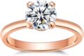 IMOLOVE Solitaire Moissanite Engagement Ring, 1CT D Color VVS1 Clarity, 925 Sterling Silver with 18K White Gold Plated, Ideal Gift for Women